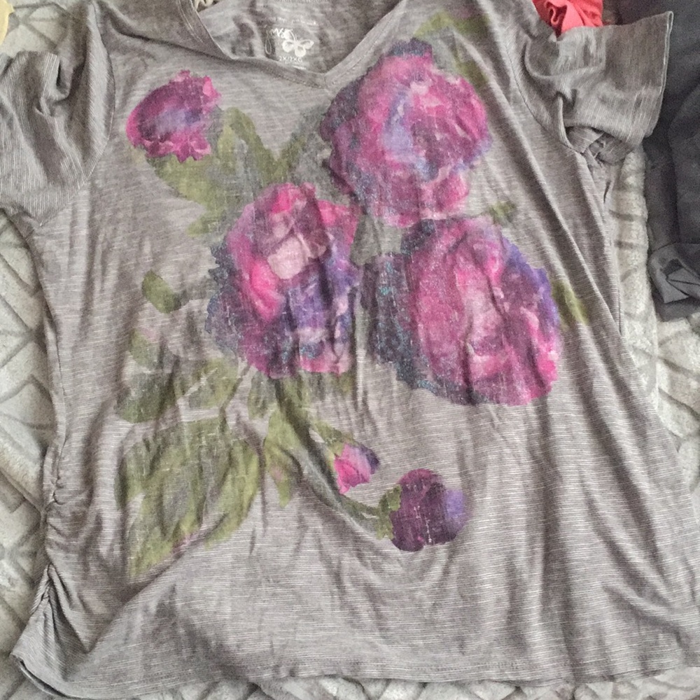 Purple Flowered Tee Ruffles bottom sides